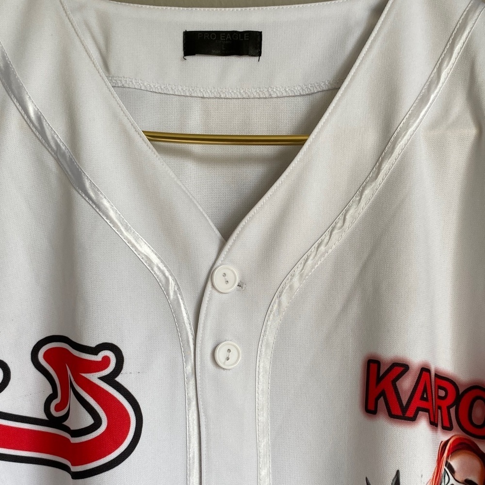 White Graphic Button-Up Jersey - Picture 5 of 13